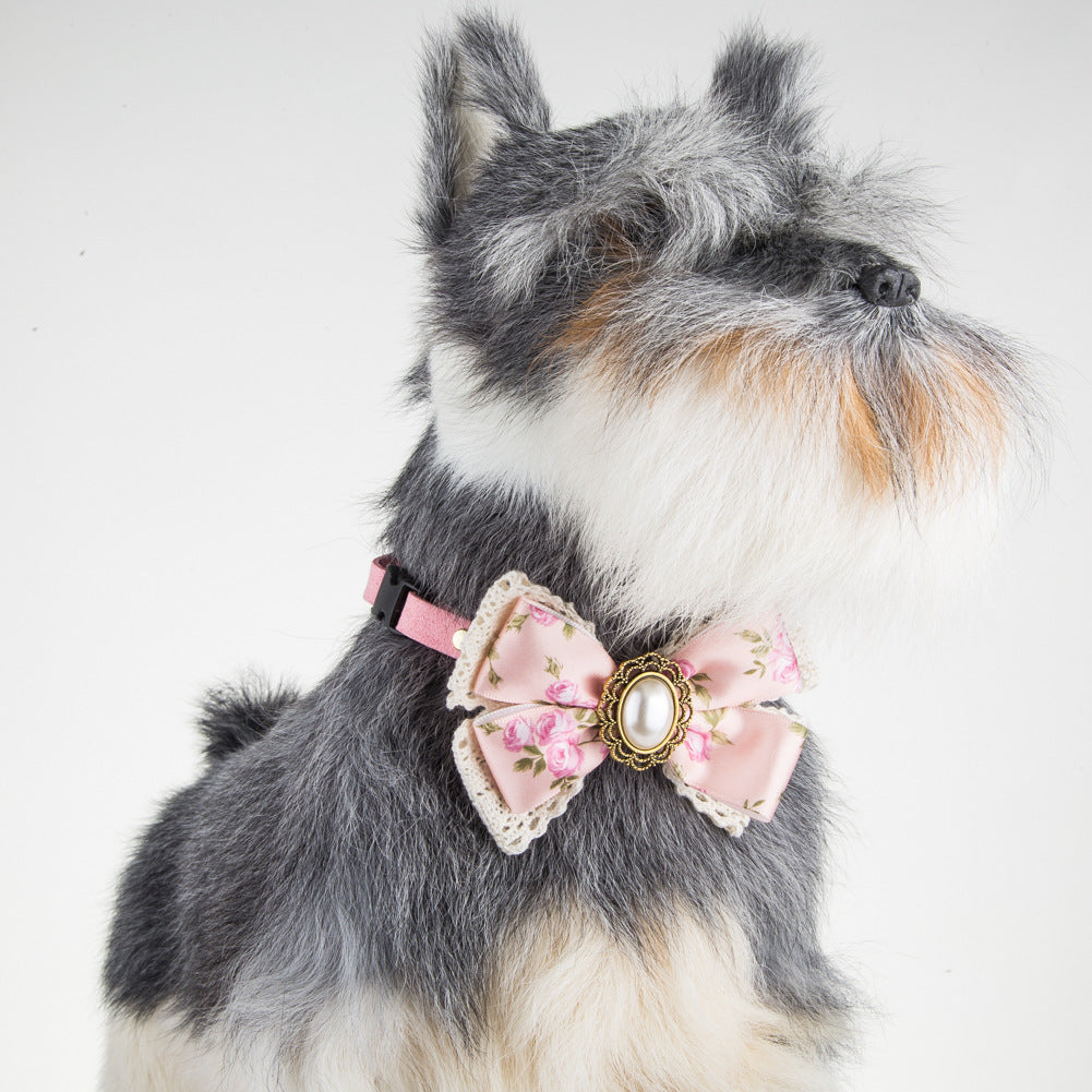 Pet Bow (Stitched Floral Lace)