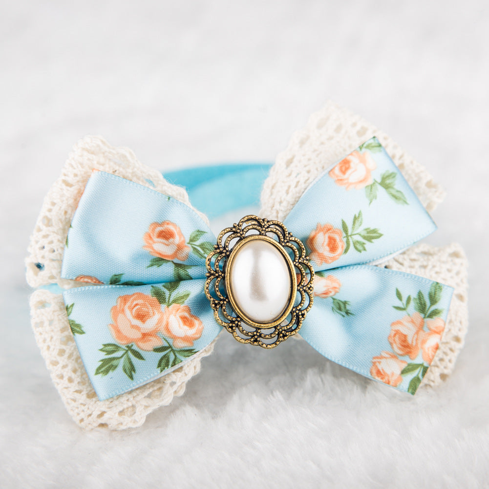 Pet Bow (Stitched Floral Lace)