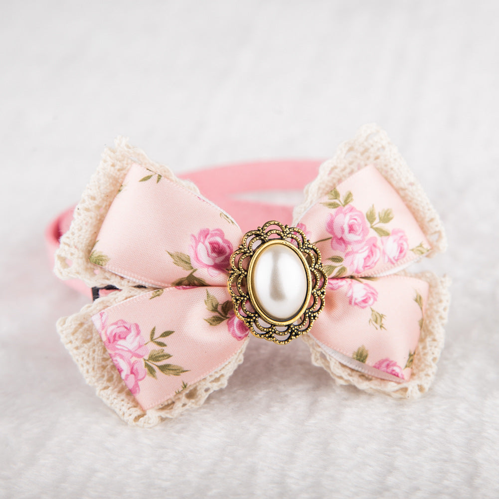 Pet Bow (Stitched Floral Lace)